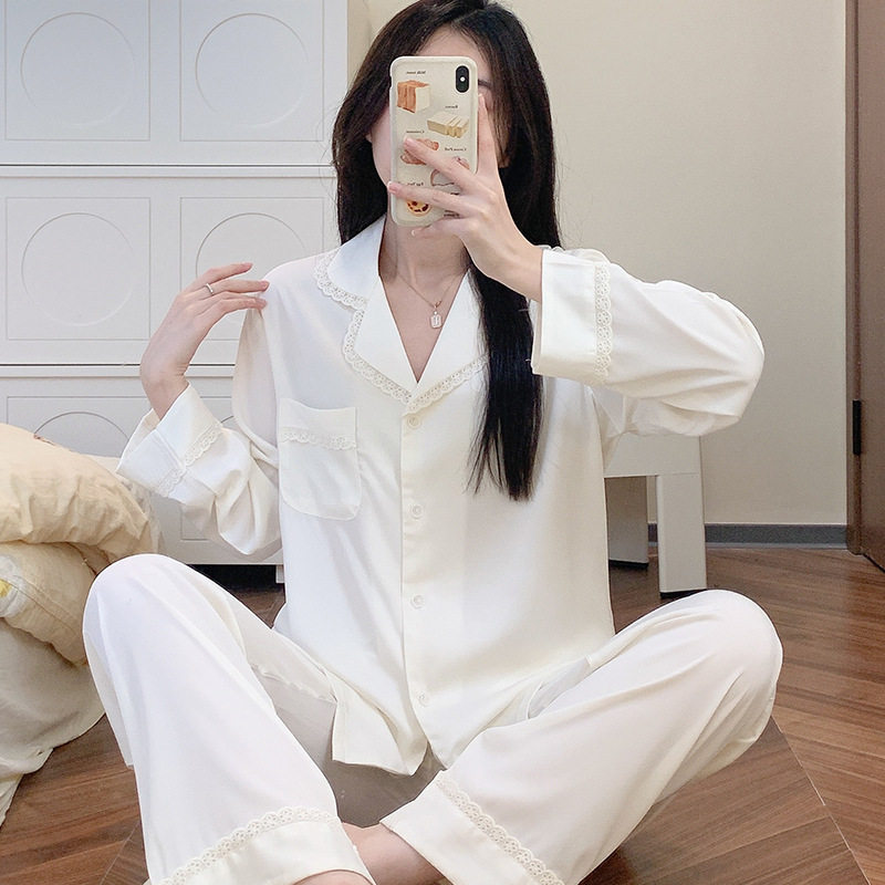 冰雪丝睡衣女士春秋时尚气质醋酸高级感长袖长裤家居服套装实体店