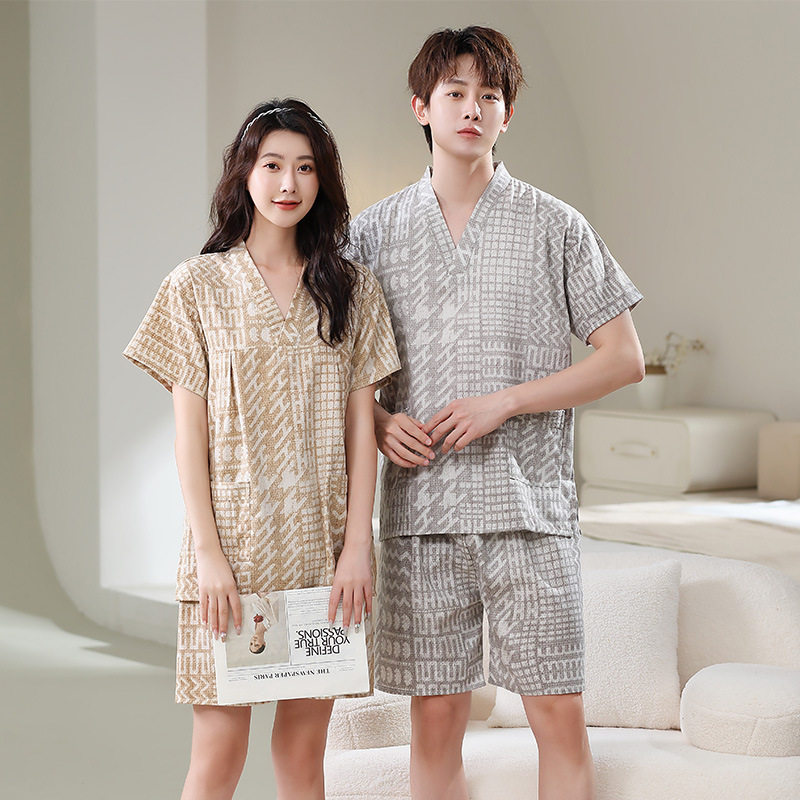 睡衣套装汗蒸服男女情侣桑拿洗浴服厚料米通棉麻家居服按摩足疗服