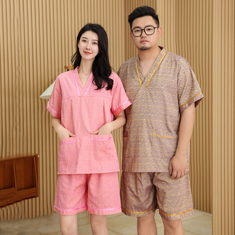 汗蒸服女大码提花300斤男款足疗洗浴按摩按摩桑拿服浴衣家居睡衣