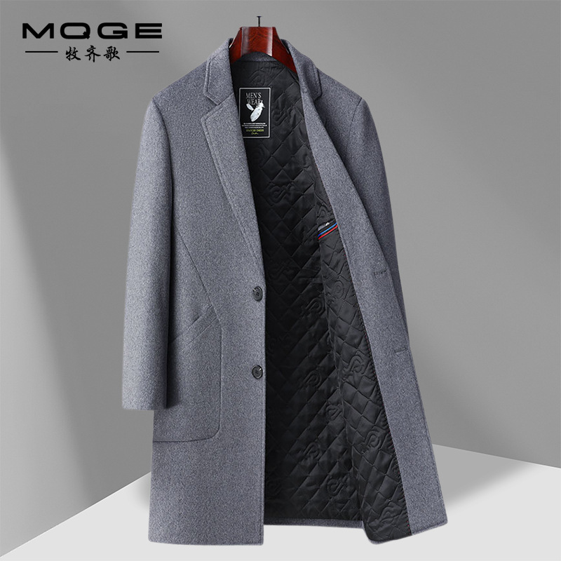春秋冬新款男士毛呢大衣外套中长款商务加棉加厚毛呢大衣男风衣