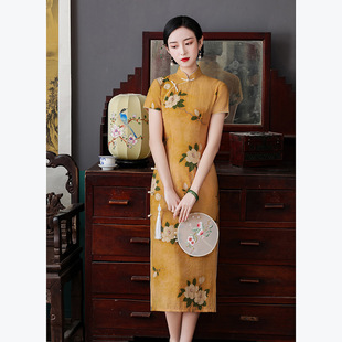 改良版旗袍上海名媛民国夏季年轻款少女中国风复古气质长款连衣裙