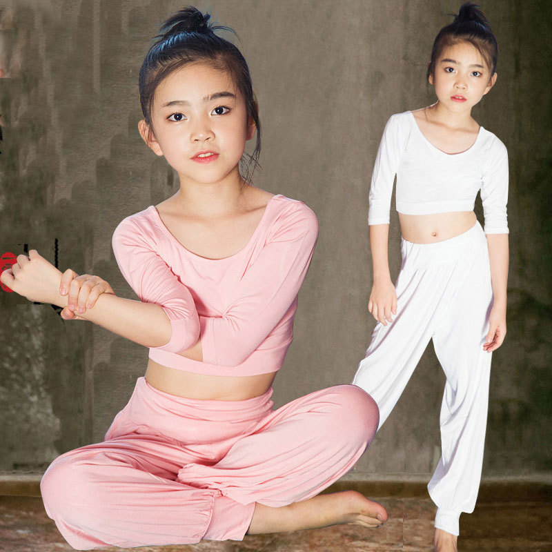 舞韵白色亲子瑜伽服女童运动健身体操少儿练功表演服套装2025春夏