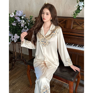 2026春夏季富贵花轻奢千金风女士睡衣长袖冰丝凉爽舒适家居服套装