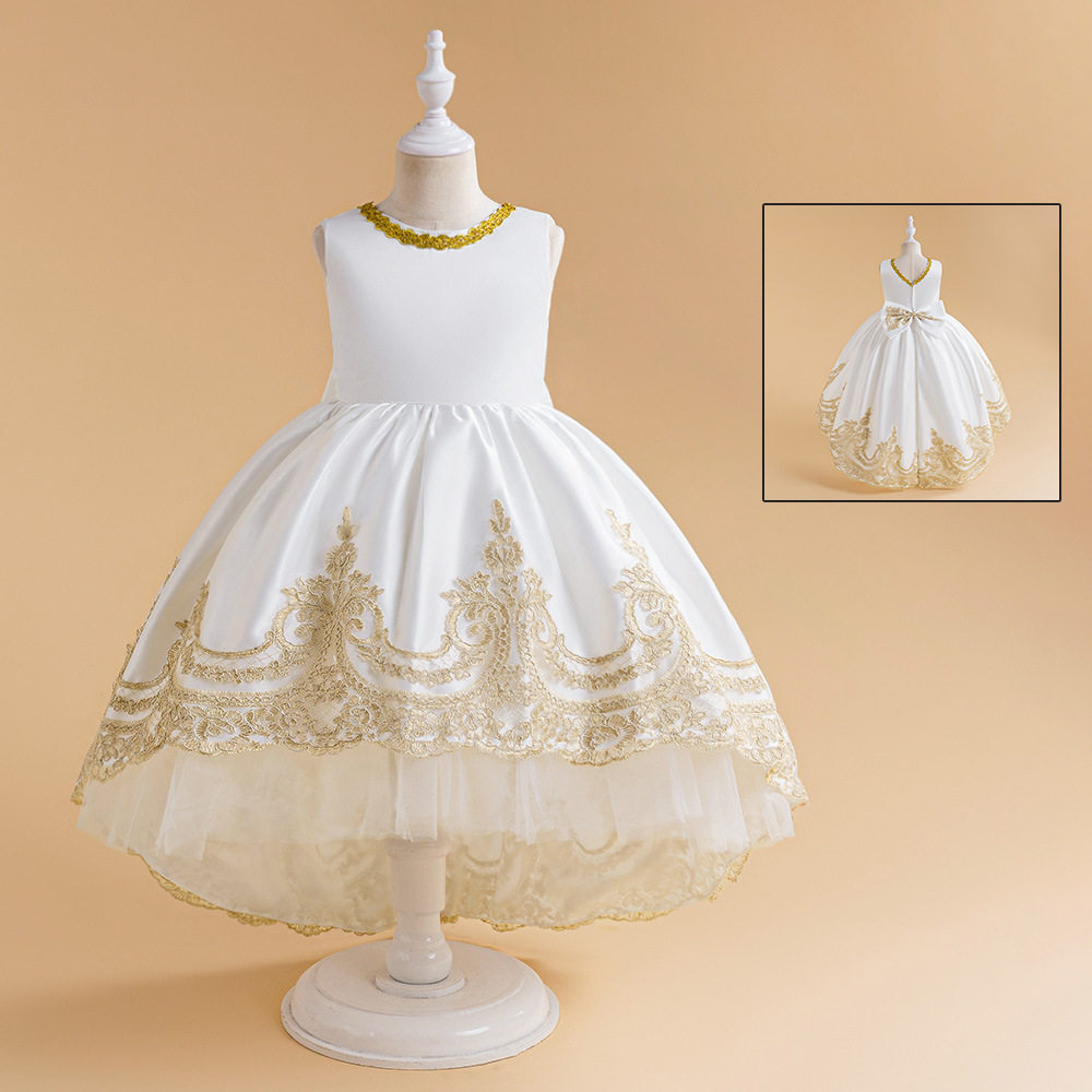 新款跨境外贸童装无袖花边刺绣拖尾公主裙儿童婚纱礼服走秀演出服,童装/婴儿装/亲子装,儿童礼服,淘宝优惠券,粉丝福利购,淘宝优惠卷