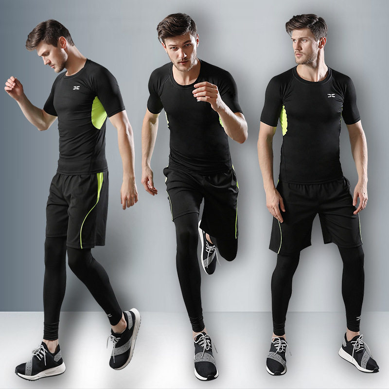 FITNESS CLOTHES MENS TIGHTS GYM NEW PACE QUICK DRY BASKETBALL SPORTS SUIT TRAINING SUIT SUMMER FIVE OR SIX SETS