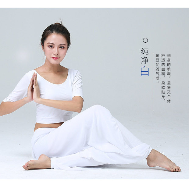舞韵瑜伽服套装夏季莫代尔白色飘逸网纱瑜伽舞蹈健身薄款飘逸仙气