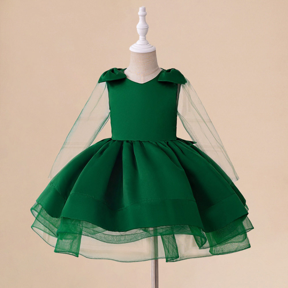 中小童蝴蝶结公主裙儿童连衣裙欧美女童礼服婚纱childrendress