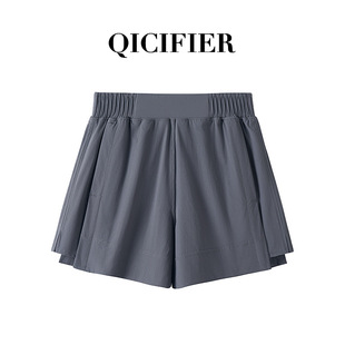 QCFE新款宽松剪裁高腰骑行裤有内衬防走光跑步健身瑜伽短裤女跨境