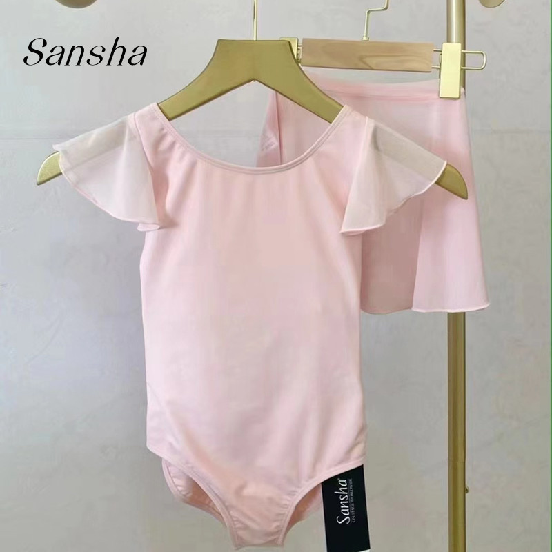 三沙儿童舞蹈服飞袖夏季芭蕾舞练功服短袖套装中国舞考级连体纱裙