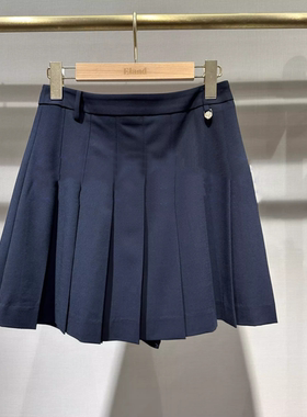 依恋2024夏季新款高腰学院风A字减龄百褶半身裙短裙女EEWHE24E01