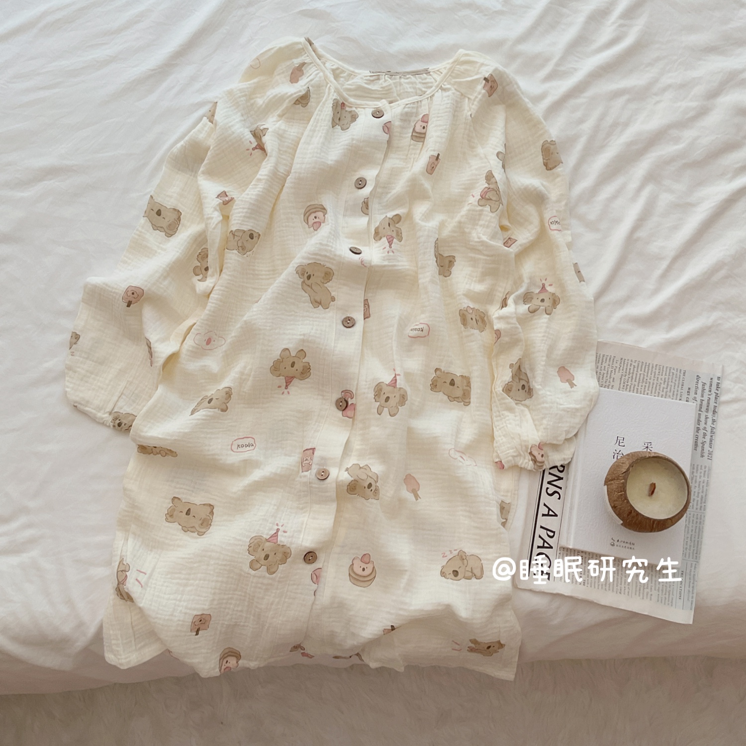 【今天是小蛋糕】春秋季女睡衣软料泡泡棉简约家居服纯棉睡裙