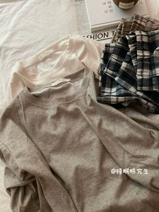 软滑内里格子纯色可外穿 套装 Basic Wear基础舒适早春家居服薄款