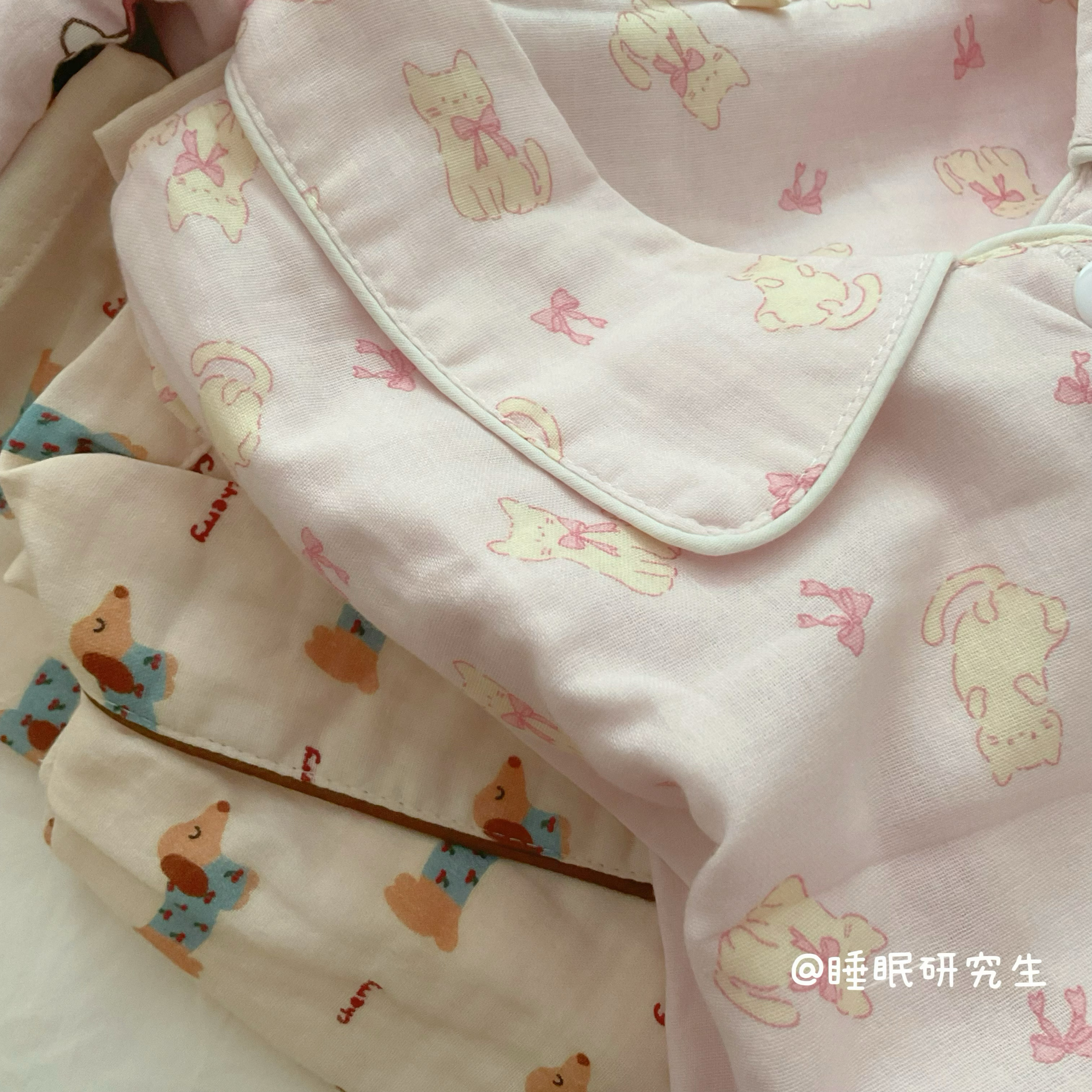 【猫的舞步】A类全棉柔雾纱系列春夏女睡衣纯棉套装软料双层纱