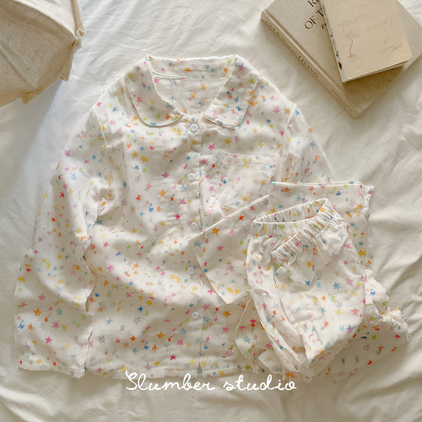 【水果芭菲】A类柔雾纱系列秋季睡衣晚安星星纯棉套装睡眠研究生