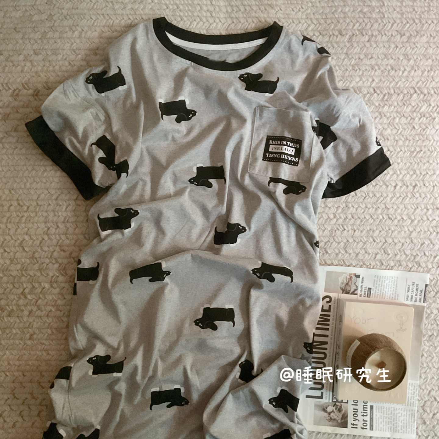 【有口袋的睡裙】春夏季女短袖睡衣云感系列日系小狗吸汗透气