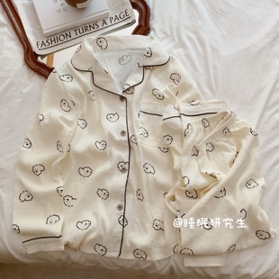 【小奶皮系列】春夏季情侣款睡衣软料空气感线条小狗家居服套装