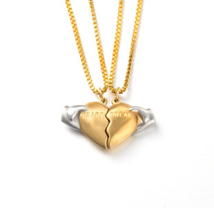 心碎时分异地恋情侣项链爱心连心一对定情信物刻字送男女朋友礼物