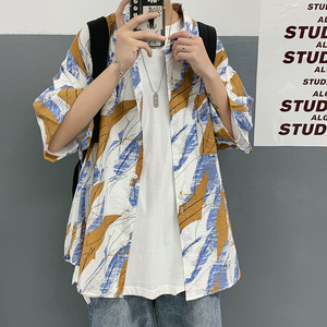 衬衫短袖休闲外套潮2021年夏季新款七分袖A161- W1030-P35图片