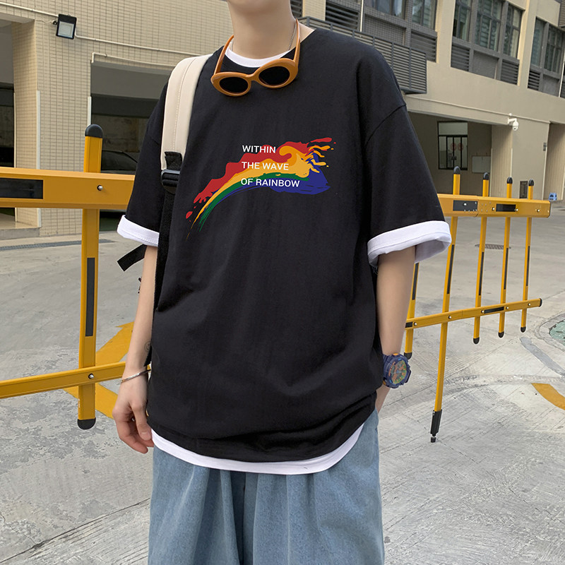 ins潮牌超火百搭t恤男女夏季街头半袖上衣情侣装A161-T07,男装T恤,电商A161