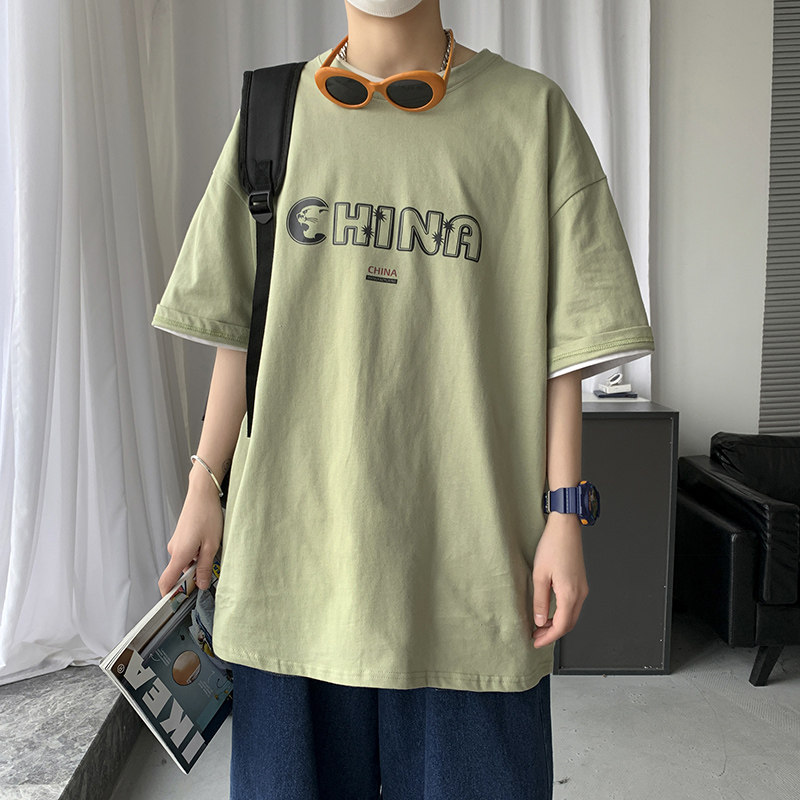 潮牌短袖t恤男韩版潮流休闲宽松上衣半袖百搭半截袖A161-T20-P25,男装T恤,电商A161
