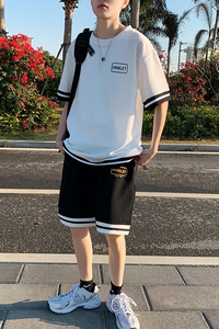 男短袖t恤夏季宽松韩版潮流帅气ins潮休闲短裤套装A161-TZ01-P45图片