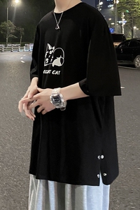 夏季ins潮牌男生宽松日系情侣短袖男潮流半袖体恤A161-T088-P35图片