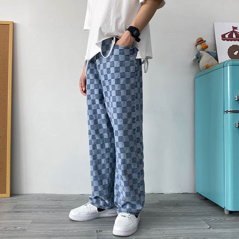 春秋2021年新款牛仔裤潮牌宽松直筒夏季长裤子A161，男装牛仔裤，电商A161