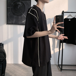 短袖男潮牌宽松夏季t恤潮流嘻哈衣服ins超火港风百搭A161-B09图片