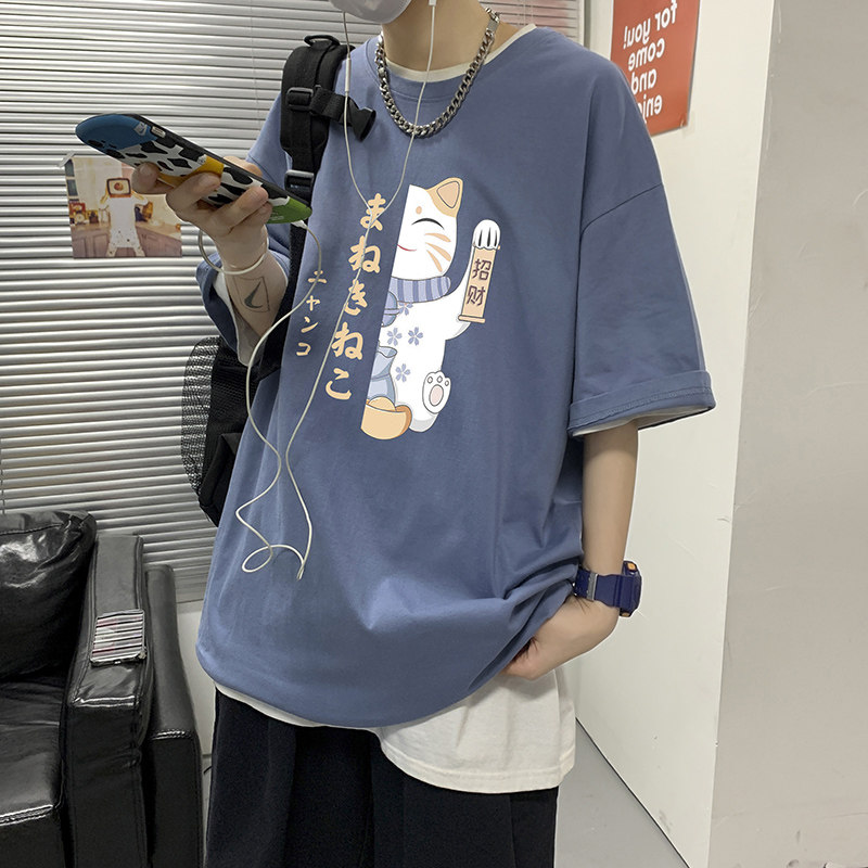 2021新款短袖男潮牌潮流宽松超火百搭潮ins港风T恤A161-T28,男装T恤,电商A161