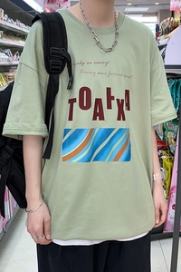 短袖t恤男潮牌ins宽松男生夏季街头百搭个性半截袖潮A161-T40-P25图片