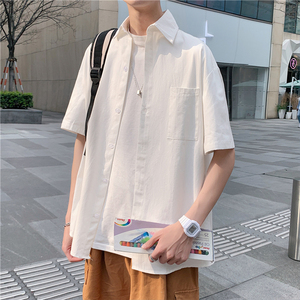 夏季薄款衬衫潮牌痞帅气短袖衬衣韩版潮流休闲工装A161- C019图片