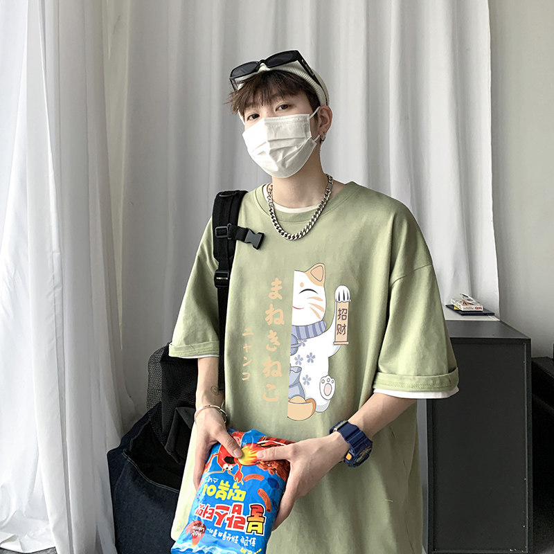 短袖t恤男夏季2021新款日系袖港风ins潮牌衣服百搭A161-T28,男装T恤,电商A161