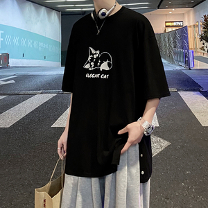 夏季男生短袖潮牌潮流ins宽松半袖时尚T恤潮A161-T088