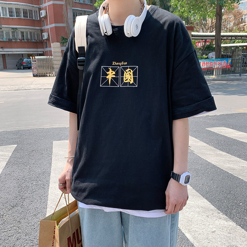 短袖T恤ins夏季大码宽松情侣装2021新款潮流百搭衣服A161-T43-P25,男装T恤,电商A161