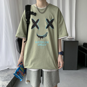 夏季短袖T恤男韩版潮流宽松圆领打底衫潮牌男半截袖A161-T19-P25图片