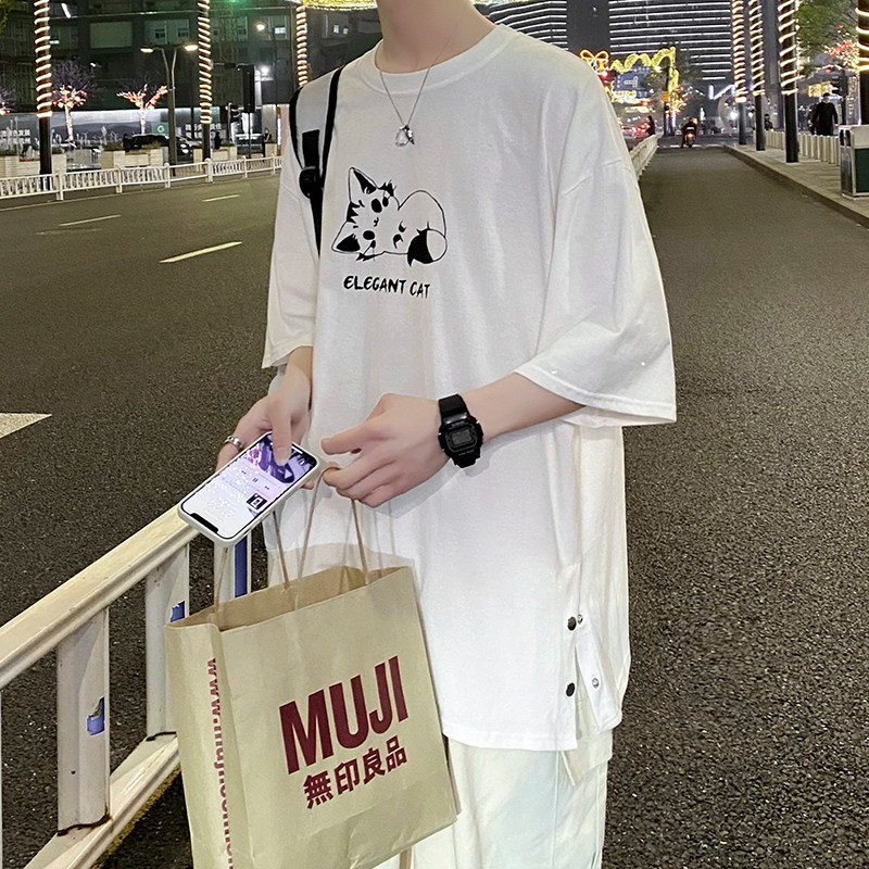 宽松短袖t恤男半袖桖潮流衣服ins七分袖男A161-T088-P35,男装T恤,电商A161