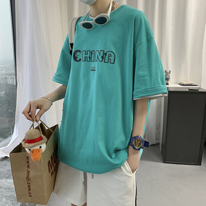 潮牌短袖t恤男韩版潮流休闲宽松上衣半袖百搭半截袖A161-T20-P25图片