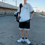 男短袖t恤夏季宽松韩版潮流帅气ins潮休闲短裤套装A161-TZ01-P45，男装套装，电商A161