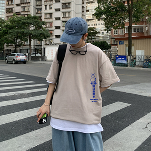 短袖男潮牌潮流2021新款衣服ins简约夏季宽松t恤百搭A161-T06图片