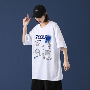 短袖t恤男夏季潮流宽松百搭打底五分袖ins潮牌港风服A161-T05图片