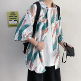 夏季衬衫潮短袖宽松长袖衬衣服外套男装大码A161-W1030-P35，男装衬衫，电商A161