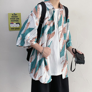 2021短袖t恤男潮流夏季男装修身男士半袖上衣服A161- W1030-P35图片