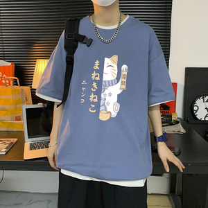 短袖t恤男潮牌潮流衣服ins港风夏季宽松百搭男生体恤A161-T28图片
