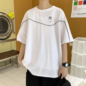 短袖宽松ins潮流百搭潮牌港风时尚装夏季t恤衣服夏装A161-B08-P30图片