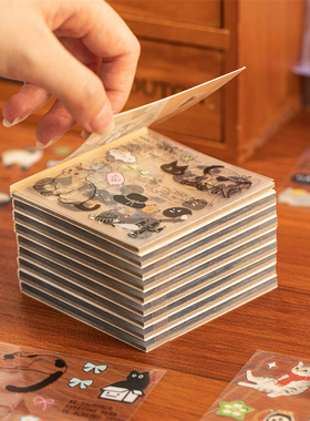 角落猫咪pet方款模切贴纸书个性可爱萌宠手账装饰素材手机壳贴画