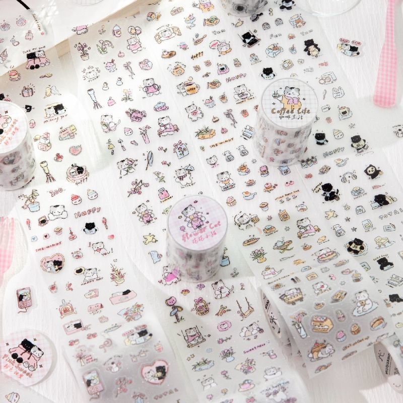 小猫生活日记pet闪砂咕卡胶带