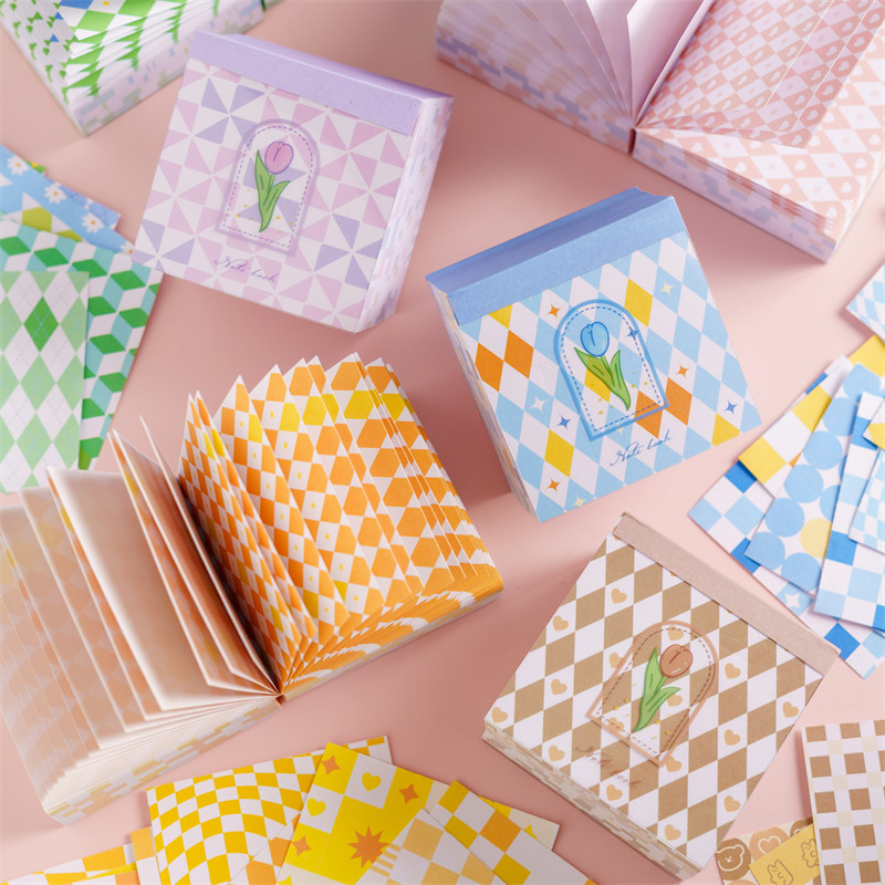 嘟嘟麦原创棋格纹小清新便签小本子无粘性ins风手账素材手帐装饰