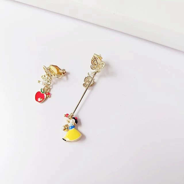欧美风饰品女耳饰AB款滴油珐琅苹果水果超可爱小公主无耳洞耳夹女