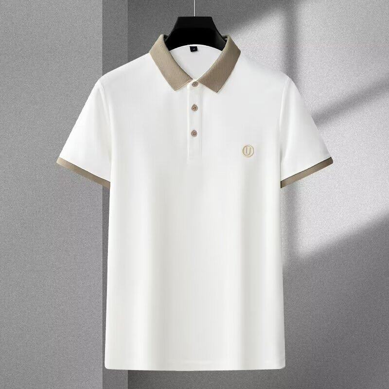 夏季男士简约修身舒适短袖T恤男经典百搭刺绣翻领Polo衫字母系T恤