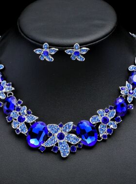 欧美夸张水钻项链首饰套装多精致设计感爆款宴会礼服时尚气质复古